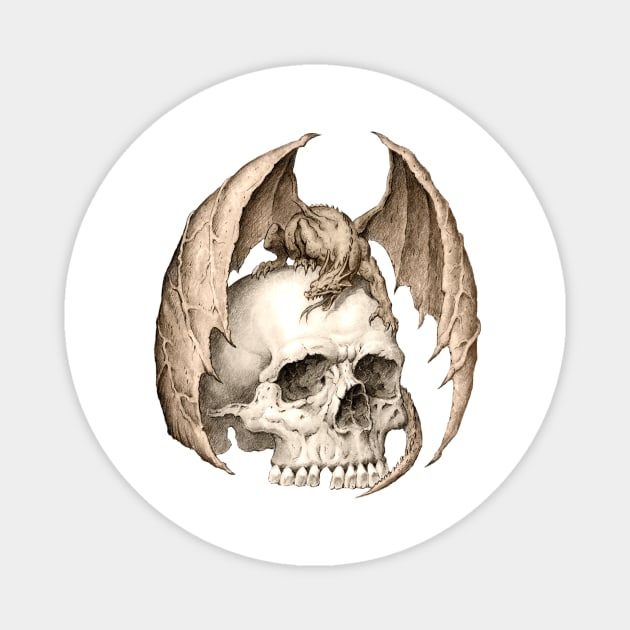 Dragon on a Skull Magnet by Paul_Abrams